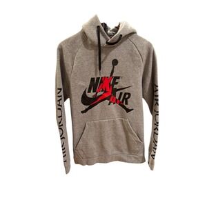 Nike Jordan Brand Men's Gray Hoodie Sweatshirt Jumpman Logo Graphic Pullover S